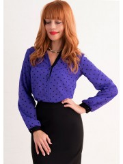 00279 Блуза и креп-шифона фиолетовая с длинным рукавом