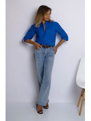 00836 Рубашка из эластичного хлопка синяя