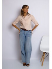 00835 Рубашка из эластичного хлопка пудровая