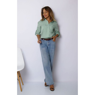 00850 Рубашка из эластичного хлопка пудровая