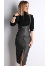 00846 Сарафан из эко-кожи на трикотаже