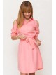 00497 Платье-рубашка персиковое с открытыми плечами персиковое
