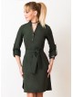00551 Платье-рубашка с поясом цвет хаки