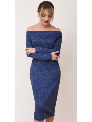 00768 Платье из трикотажа меланж синее